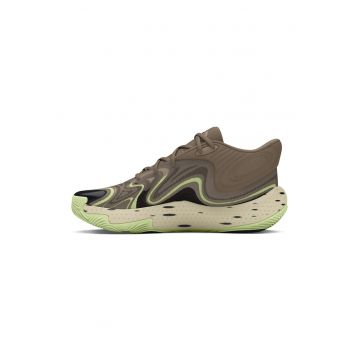 Pantofi sport pentru baschet Spawn 6 Mid Camo - Kaki/Verde lime