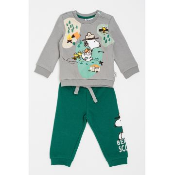 Set de bluza de trening cu imprimeu si pantaloni - 2 Piese - Verde aquamarin/Gri inchis