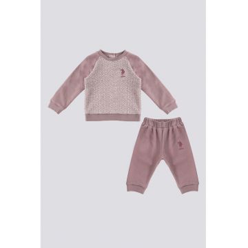 Trening cu maneci raglan - Roz prafuit