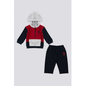 Trening cu model colorblock - Gri/Rosu inchis/Bleumarin