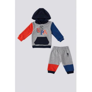 Trening din amestec de bumbac - Portocaliu/Gri melange/Albastru