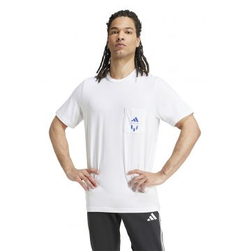 Tricou cu buzunar pe piept - pentru fotbal Messi Icon - Alb optic