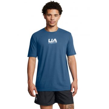 Tricou cu logo pentru fitness - Albastru prafuit