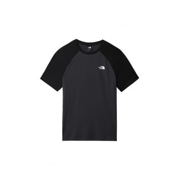 Tricou cu maneci raglan pentru drumetii - Negru/Gri antracit