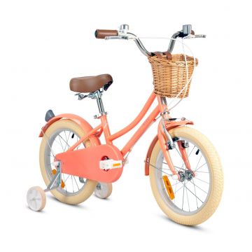 Bicicleta cu roti ajutatoare si cos, Rizz Jr, 14 inch, Peach