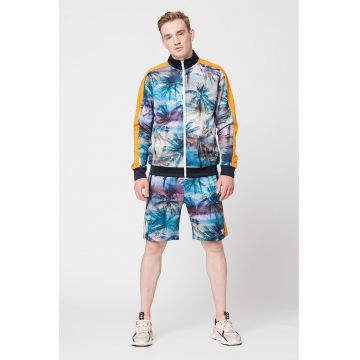 Bluza cu fermoar si model pentru fitness - Verde/Portocaliu/Albastru