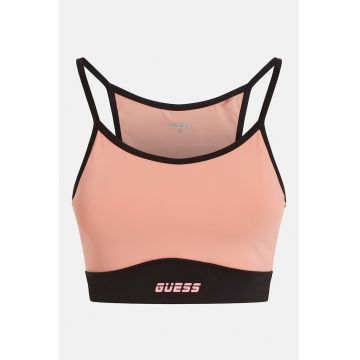 Bustiera cu imprimeu logo - Negru/Roz somon