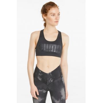 Bustiera cu sustinere medie si spate decupat pentru antrenament 4Keeps - Gri antracit