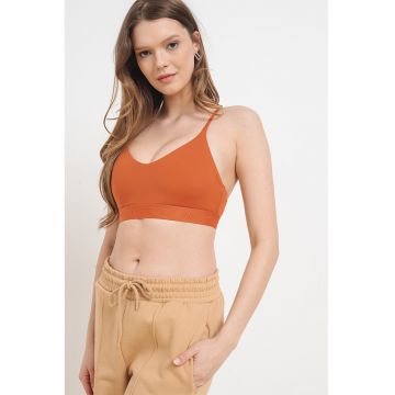 Bustiera cu sustinere minima si tehnologie Dri-FIT pentru fitness Indy - Portocaliu mandarina