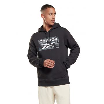 Hanorac cu model camuflaj si logo - pentru fitness - Negru stins