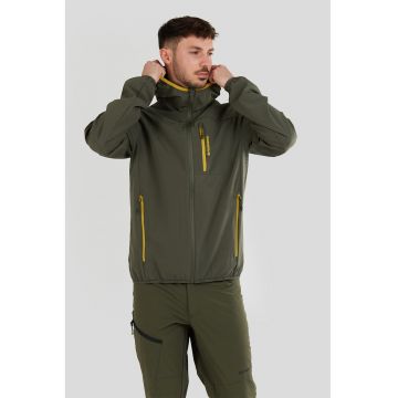 Jacheta cu gluga si fermoar - pentru trekking Alloy - Galben sofran/Verde feriga
