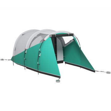 Outsunny Cort de Camping Impermeabil pentru 2-4 Persoane cu Cameră Separată, Cort Tunel cu Geantă de Transport, 460x260x190 cm, Verde | Aosom Romania