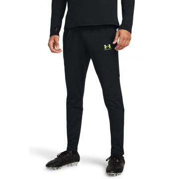 Pantaloni cu talie medie pentru fotbal - Negru/Verde lime