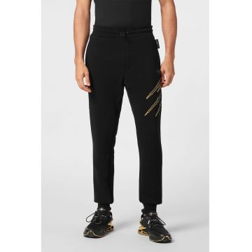 Pantaloni de bumbac cu logo discret - pentru fitness - Auriu/Negru