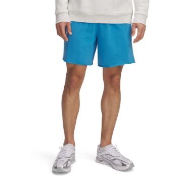 Pantaloni scurti din amestec de bumbac cu snur in talie - Albastru