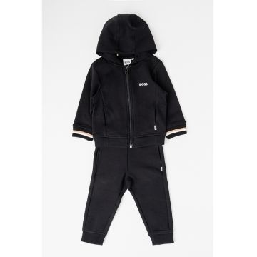 Set de pantaloni de trening si hanorac cu fermoar - Negru