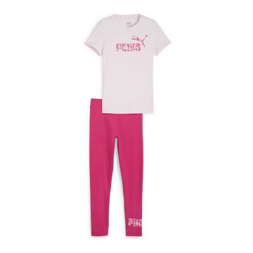 Set de tricou si colanti cu logo - 2 piese - Roz