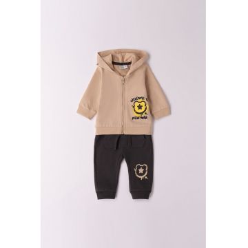 Trening cu imprimeu - Maro nisip/Gri antracit