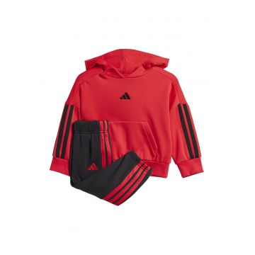 Trening din amestec de bumbac cu gluga - Rosu/Negru