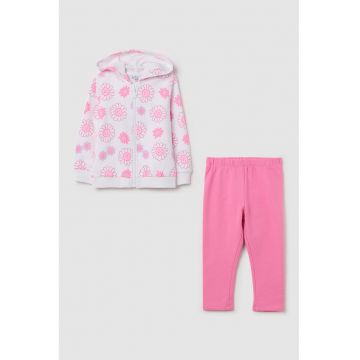 Trening din amestec de bumbac cu model floral - Roz