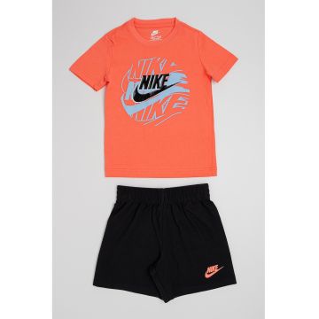 Trening scurt cu logo - Negru/Coral/Albastru lavanda