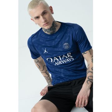 Tricou cu decolteu la baza gatului si imprimeu - pentru fotbal Performance - Alb/Albastru royal