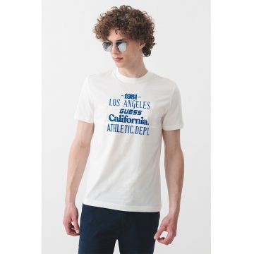 Tricou cu design grafic - pentru fitness - Alb murdar/Albastru