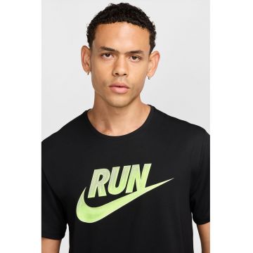 Tricou cu logo pentru alergare - Negru/Verde neon