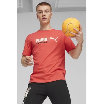 Tricou regular fit cu logo pentru handbal - Coral