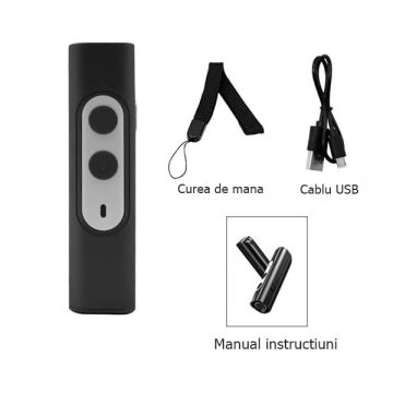 Aparat cu ultrasunete impotriva cainilor agresivi, dresaj animale companie,2 moduri de frecventa, negru