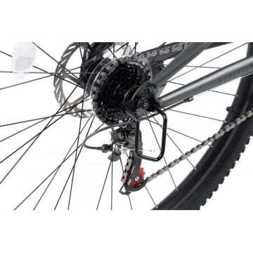 Bicicleta MTB-Full Suspension Velors Trail V24271D GriNegru 24 inch, echipare Shimano, 21 viteze, manete secventiale, frane disc mecanice
