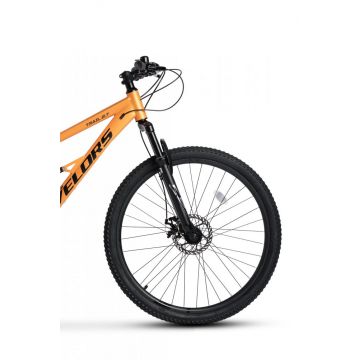 Bicicleta MTB-Full Suspension Velors Trail V26271D PortocaliuNegru 26 inch, echipare Shimano, 21 viteze, manete secventiale, frane disc mecanice