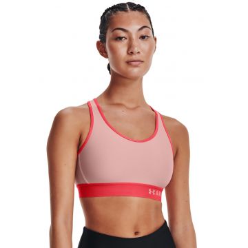 Bustiera de compresie cu decupaj pe partea din spate pentru fitness - Roz