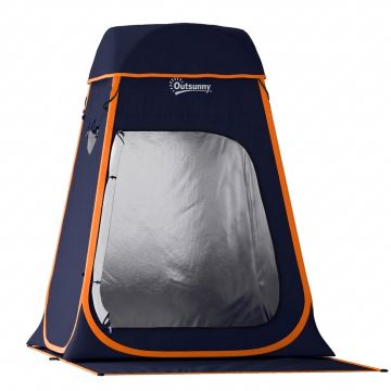 Outsunny Cort de Duș Pop-Up Impermeabil cu Acoperiș Detașabil, din Poliester 190T și Oțel, 152x152x200 cm, Albastru Închis | Aosom Romania