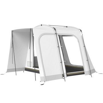 Outsunny Cort hayon pentru 2-4 persoane, 320 x 280 x 205 cm, cort auto 2 în 1 impermeabil, cort tip tunel cu 4 uși, fereastră, prelată pentru podea | Aosom Romania