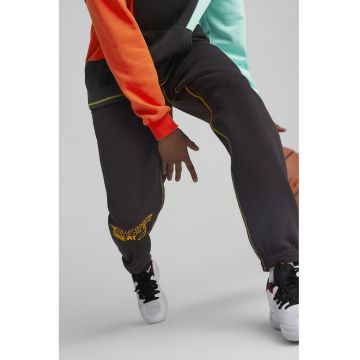 Pantaloni de trening cu croiala conica pentru fitness In the Paint - Negru/Maro deschis