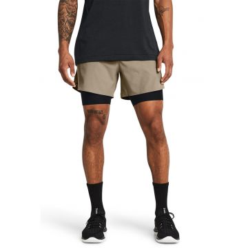 Pantaloni scurti 2in1 pentru antrenament Vanish Elite - Negru/Maro taupe