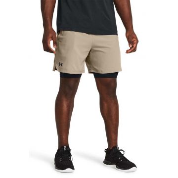 Pantaloni scurti cu model 2-in-1 pentru fitness Vanish - Negru/Maro taupe deschis