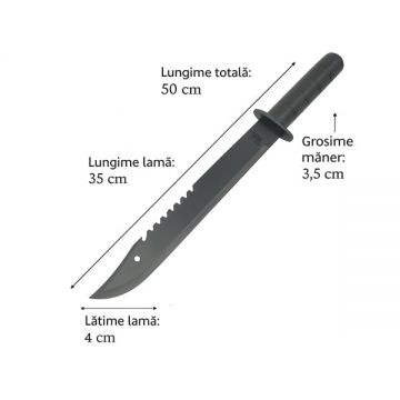 Sabie de vanatoare DEPOX®, Ninja Blade, maner metal, 50 cm, negru, teaca inclusa