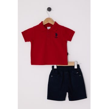 Set de tricou cu imprimeu si pantaloni - 2 Piese - Rosu/Negru