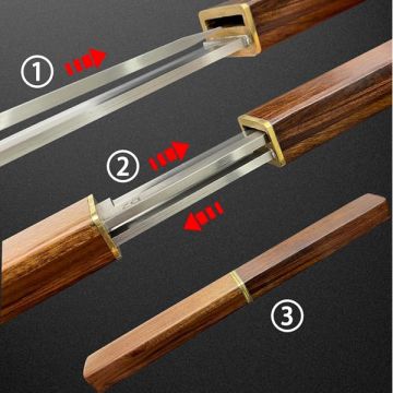 Set doua cutite japoneze fixed blade, maner lemn, 24 cm, camping, vanatoare