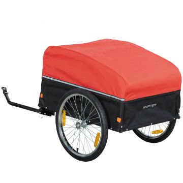 SPORTNOW Remorcă bicicletă 170 litri remorcă de marfă pentru bicicletă cu cuplaj prelată 51 cm roți cu prindere rapidă anvelope cu aer până la 40 kg | Aosom Romania