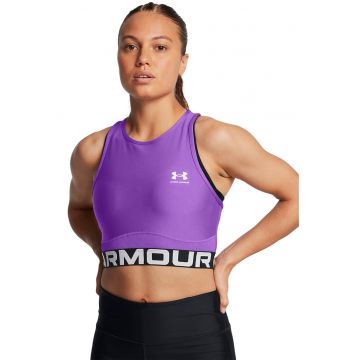 Top crop cu banda logo pentru fitness - Violet