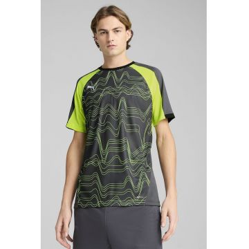 Tricou cu imprimeu grafic pentru fotbal IndividualLIGA - Verde lime/Gri inchis