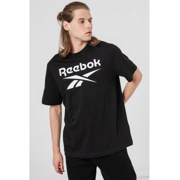 Tricou cu imprimeu logo - pentru antrenament Identity - Alb/Negru