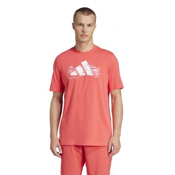Tricou regular fit cu logo - Alb/Coral