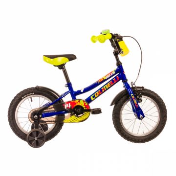 Bicicleta Copii Colinelli COL01, Marimea 180 mm, 14 inch, Albastru, 1 Viteze, Cadru Otel, Frane V - Brake