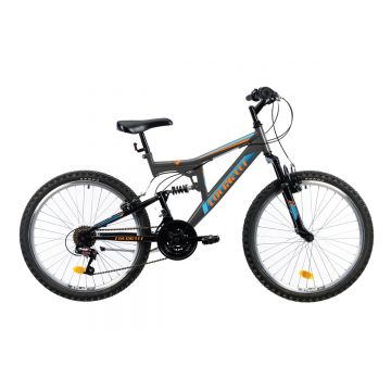 Bicicleta Copii Colinelli COL41, Marimea 125 mm, 24 inch, Gri, Schimbator Shimano, 18 Viteze, Cadru Otel, Frane V - Brake