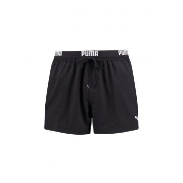Pantaloni scurti de baie cu banda logo in talie - Alb/Negru