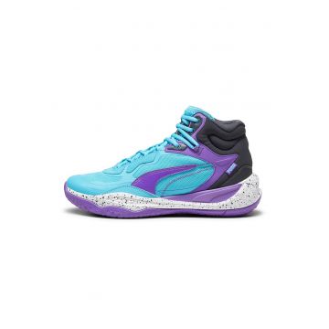 Pantofi cu garnituri de piele - pentru baschet Playmaker Pro - Alb/Violet/Albastru